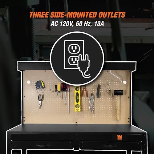 WEN WB4723T 48-Inch Workbench with Power Outlets and Light, Black - Image 3