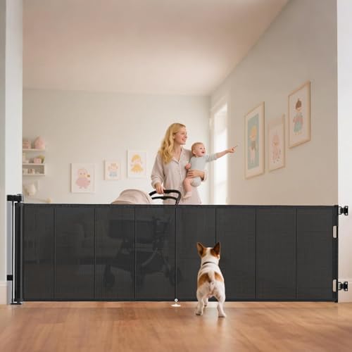 Miumoon 100 inch Reinforced Retractable Baby Gates 34 inch Tall by MiumoonBabyGates