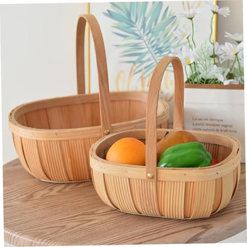 Woven Picnic Basket Set, Large Capacity Fruit Hamper, Handheld Storage Bin - Image 5