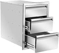 Pull Out Trash Drawer, Lower Sliding Rails Stainless Steel Roll Out Trash Bin Pull Out Tray With Handle For Outdoor Kitchen BBQ Island Grill Station,Three Drawers by OLIPIC