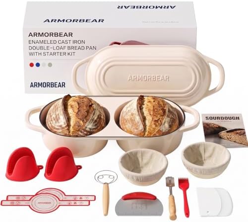 Sourdough Bread Baking Kit with Double Loaf Cast Iron Bread Pan, White by Unknown