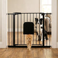 31-46“ Metal Pet Gate with Cat Door, Auto Close, Matte Black by FuzzyNest