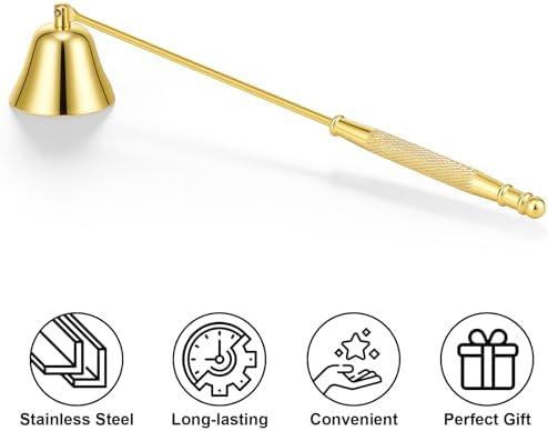 Vaincre Gold Stainless Steel Candle Snuffer with Long Decorative Handle - Image 2