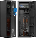 KAER Biometric Gun Safe Rifle,Gun Safes for Rifles and Pistols Holds 14-15 Firearms with Adjustable Racks & Pistol Storage,Fingerprint Keypad Lock Gun Cabinet for Home & Hunting for Enthusiasts by KAER