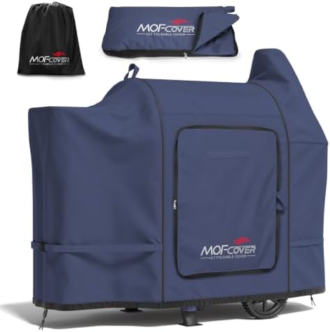 Foldable Grill Cover for Pit Boss Austin XL/Rancher XL, Waterproof 600D Heavy Duty Wood Pellet Smoker Cover, Fade＆Tear Resistant Pellet Grill Cover for 1000S/1100 Pro,Blue by Unknown