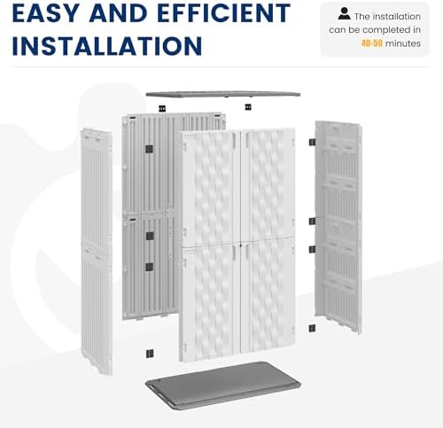 UDPATIO 67 Cu.Ft Vertical Outdoor Storage Shed, HDPE Resin Sheds,White - Image 4