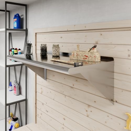 AmGood 18 in. x 36 in. Stainless Steel Wall Shelf with Backsplash - Holds 340 lbs - NSF 18-Gauge, Bullnose Edge | Commercial Heavy-Duty Microwave & Equipment Shelf - Image 5