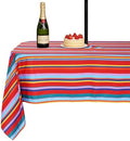 SquarePie Outdoor Tablecloth Rectangle with Umbrella Hole Waterproof Patio Table Cloth Spill Proof Wrinkle Free Table Cover for Spring Summer Picnic Garden Party, 52x70 Color Stripe by SquarePie