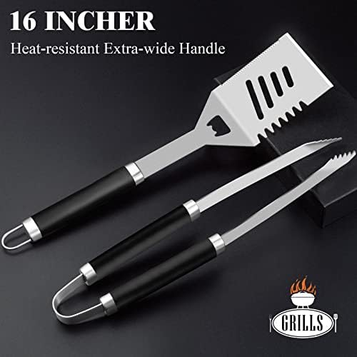 Romanticist 26pcs Stainless Steel BBQ Tools Grilling Accessories Set, Black - Image 2