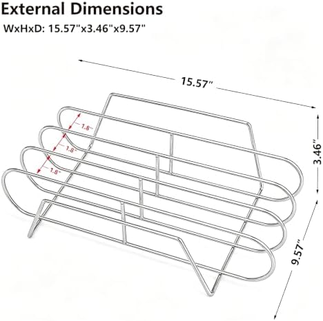 Rib Rack for Smoking –Rib Racks for Grilling and Smoking for 3 Full Racks of Ribs– Fits 18" Smoker, Weber, Kamado, Traeger – BBQ Grill Accessories for Men & Meat Lovers（15", Silver, 1 Pack） - Image 2