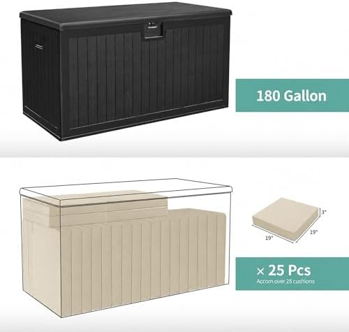 YITAHOME 180 Gallon Large Deck Box with Side Handles - Image 3