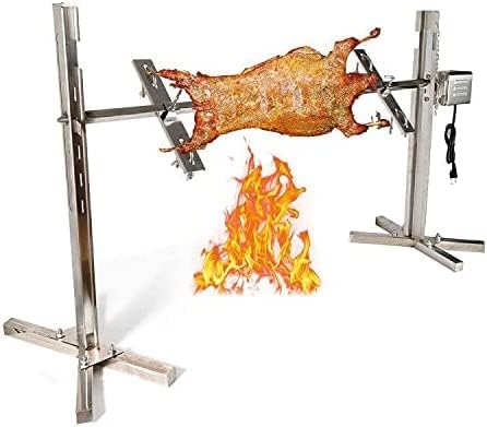 53" Electric BBQ Rotisserie Grill Kit, Automatic Rotisserie Motor, Stainless Steel Grill Tool, Universal Rotisserie Kit for Chicken Pig Lamb Outdoor Party Campfire Barbecue,Height Adjustable (Style 1) by InSyoForeverEC