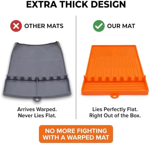 Magnetic Silicone Side Shelf Mat for Blackstone Griddle - 4 Corner Magnets, Extra Thick, Linear Drip Channels, 446°F Heat Resistant, 16"x11.5", Fits Weber Traeger Pit Boss (Orange 2-Pack) - Image 4