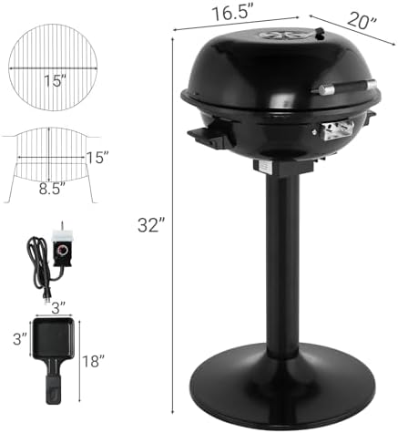 Electric BBQ Grill 1600W, Black - Image 3