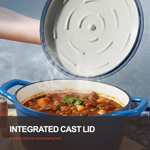 Overmont Enameled Cast Iron Dutch Oven - 5.5QT Pot with Lid Cookbook - Image 2