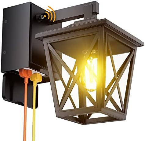 Ehaho Porch Lights with GFCI Outlet Aircraft Grade Aluminum Alloy-Black 1PC by Ehaho