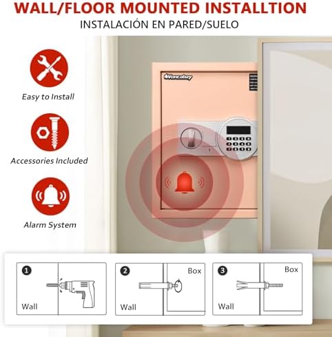 Voncabay Money Safe Box for Home with Digital Keypad, 1.5 Cu. Ft., Khaki - Image 3