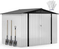 DWVO 7'x5' Large Metal Outdoor Storage Shed, Tool Sheds, White by DWVO