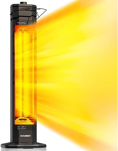 Patio Heaters for Outdoor Use, Haimmy 34-Inch 1500W Indoor & Outdoor Electric Infrared Heater with 3 Heat Levels, IPX5 Waterproof, Tip-Over & Overheat Protection, Instant Heating for Patio, Garage by HAIMMY