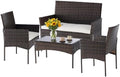 DUMOS 4-Piece Patio Furniture Set Outdoor Wicker Conversation, Brown by DumosLifestyle