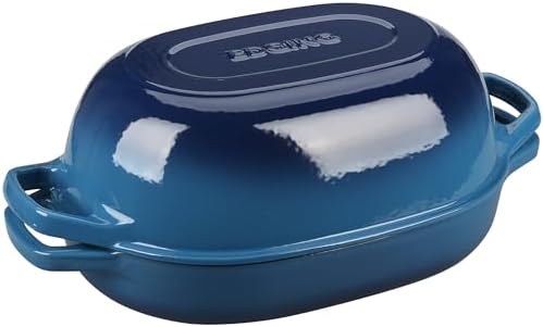 EDGING CASTING Enameled Cast Iron Oval Dutch Oven Pot with Lid, Dutch Oven for Sourdough Bread Baking, Bread Oven, Bread Dutch Oven, Oval Bread Pan, 7qt, Lake Blue - Image 7
