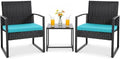 Flamaker 3 Pieces Patio Furniture Set Outdoor Wicker Bistro Chair (Blue) by Flamaker