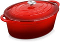 Velaze 7.5 QT Oval Enameled Cast Iron Dutch Oven Pot with Lid,Red by Velaze