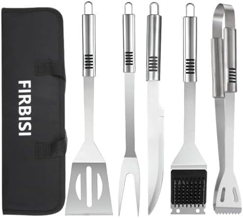BBQ Grill Tool Set BBQ Grilling Accessories Set 8PC Barbecue Grill Tools Utensils Set for Outdoor with Spatula, Fork, Knife, Brush, Tongs, Seasoning Bottle Grilling Gifts for Men Dad by Unknown