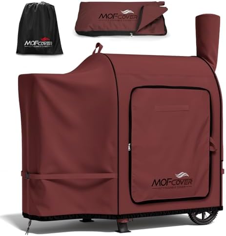 Foldable Grill Cover for Traeger Pro 34/780 Series, Waterproof 600D Heavy Duty Wood Pellet Smoker Cover, Fade＆Tear Resistant Pellet Grill Cover for Texas Elite 34 700/600/550,Red by Unknown