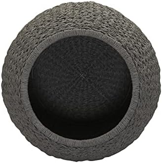 Household Essentials Handwoven Paper Rope Barrel Wicker Storage Basket Side Table, Gray - Image 6