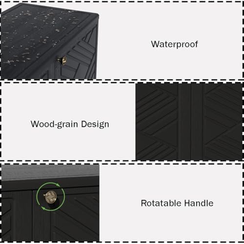 Mrosaa Outdoor/Indoor Storage Box,Resin and Plastic Storage Cabinet Waterproof,Outdoor Cabinet for Patio/Garden/Balcony/Backyard/All Room(with 3 Shelves)-Black - Image 6
