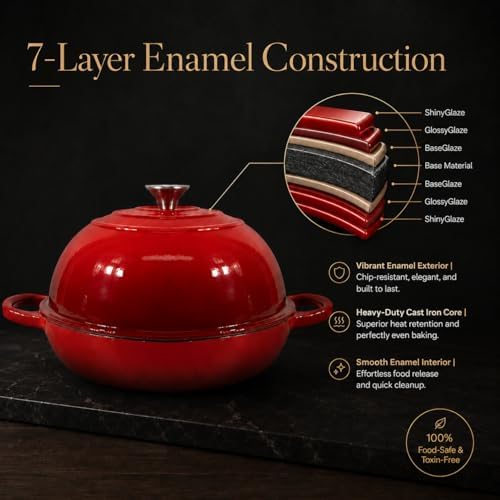 AHJ 6QT Enameled Cast Iron Dutch Oven for Sourdough Bread Baking - Image 3