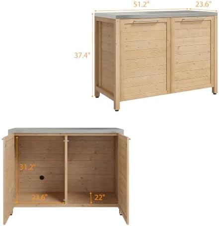 MOUMON Patio Kitchen Storage Cabinet with Stainless Steel Countertop - Image 2