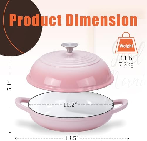6QT Enameled Cast Iron Round Bread Oven, Sourdough Dutch Oven, Pink - Image 2