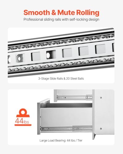 VEVOR Outdoor Kitchen Drawers 13"W x 20.5"H x 21"D Stainless Steel - Image 6