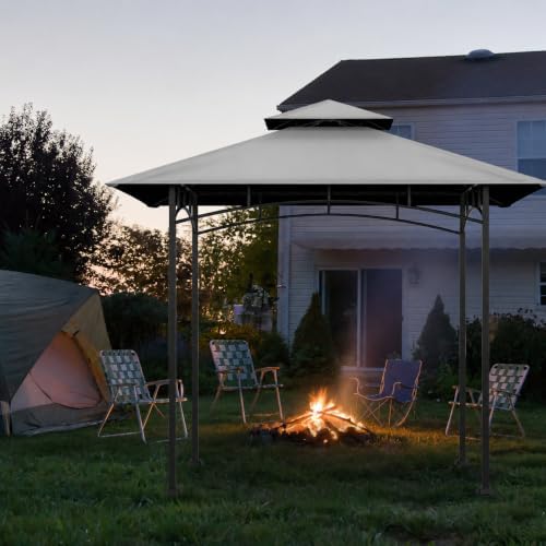 5' x 8' Grill Gazebo Replacement Top, Gray Canopy Top Cover Only - Image 7