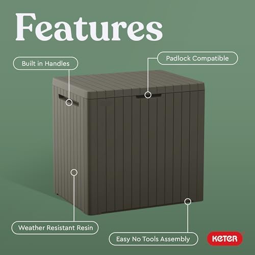 Keter City 30 Gal Outdoor Storage Box and Patio Side Table - Image 4
