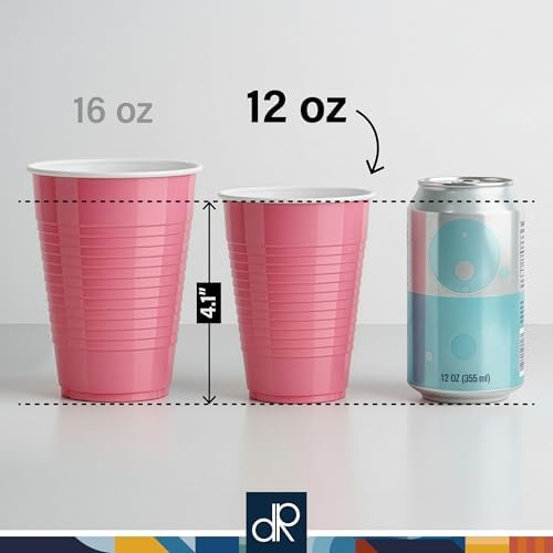 DecorRack Light Blue Plastic Cups, 12 oz Disposable Cups, Reusable Party Supplies (40 Count) - Image 3