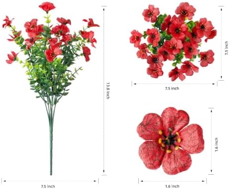 Daisy Artificial Flowers for Outdoors Decor, 12 Bundles Faux Daisy with Eucalyptus Fake Plants Greenery UV Resistant Look Real Colorful Faux Flowers for Outside Planter Porch Patio Yard Gardens, Mix - Image 6
