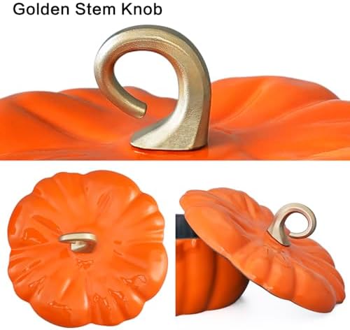 Flavehc Pumpkin Dutch Oven Pot with Lid 3.8 Qt, Enameled Cast Iron, Halloween Decor - Image 3