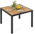 NUU GARDEN 35 Inch Square Outdoor Patio Dining Table for 4, Acacia Wood Tabletop Table with Rattan Wrapped Metal Frame, All Weather Patio Table for Garden Backyard Lawn, Black by NUUGARDENCORPORATION