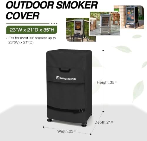 Porch Shield 30 inch Outdoor Smoker Cover 23W x 21D x 35H inch, Black - Image 2