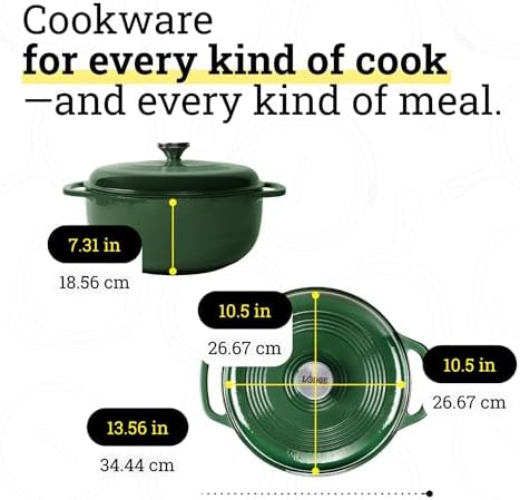 Lodge Essential Enamel Cast Iron Dutch Oven, 6 Quart, Evergreen - Image 5