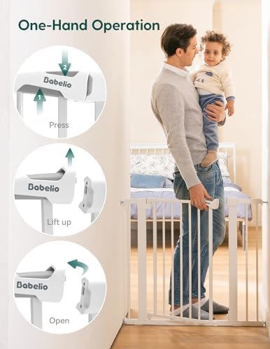 Babelio 36 in Tall Baby Gate for Stairs No Drilling, PressGuard, 29-48" W - Image 4