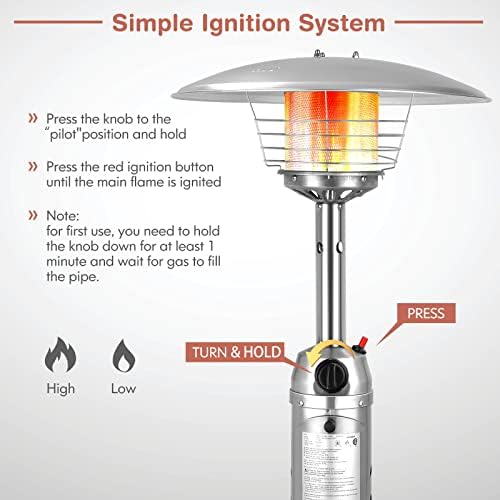 Giantex Outdoor Propane Patio Heater, 11,000 BTU Portable Tabletop Heater - Image 4