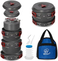 Bulin Camping Cookware, Portable Pots Kettle and Pans Set, 13 PCS for 3-4 by BULIN