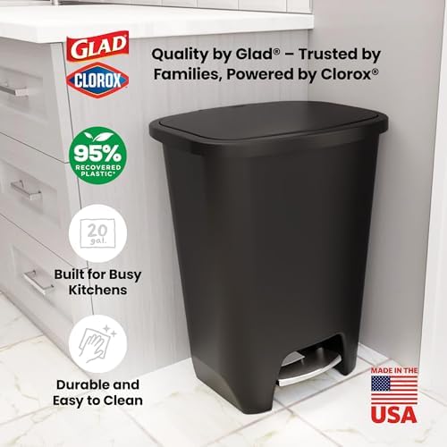 Glad Premium Trash Can with Clorox Odor Protection, 20 Gallon, Black - Image 6