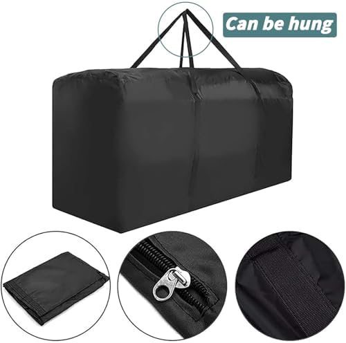 68" Extra Large Waterproof Outdoor Cushion Storage Bag – Heavy Duty Patio Furniture Cover with Zipper,Handles for Pool Decor,Christmas Tree Storage & Moving (173x76x51cm) (Black) - Image 7