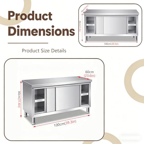 Stainless Steel 39×24×31 in Commercial Prep Work Table - Image 2
