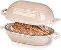 Enameled Cast Iron Dutch Oven for Sourdough Bread Baking,11 x 7 Inch Oval Cast Iron Bread Pan with Lid,Dutch Oven for Homemade Sourdough Baking,5 QT Meatloaf Pan,Oven Safe(Latte) by FRRLY